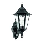 Eglo Applique Murale Navedo Aluminium Noir | IP44 - Convient pour 1x E27 - Détecteur De Mouvement